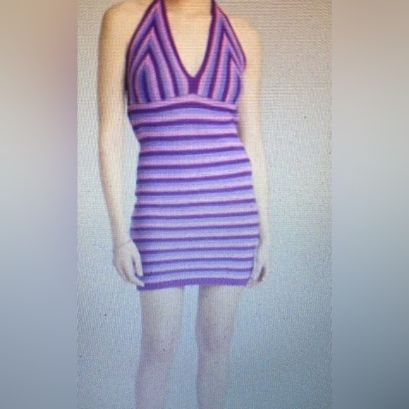 Wild Fable Women Crochet Halter Striped M Mini Dress Boho Hippie Whimsical - Picture 10 of 10